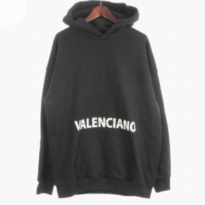 【中古】バレンシアーノバイケレメ VALENCIANO BY KELME ロゴ パーカー スウェット 裏起毛 コットン ブラック L