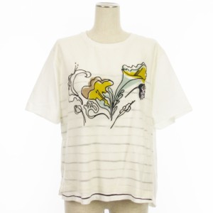 【中古】アリジ ALYSI センソユニコ カットソー Tシャツ 半袖 刺繍 ホワイト 36 ■ECS レディース