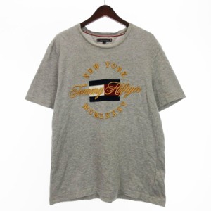 【中古】トミーヒルフィガー TOMMY HILFIGER 刺繍 Tシャツ 半袖 グレー L 240412E メンズ