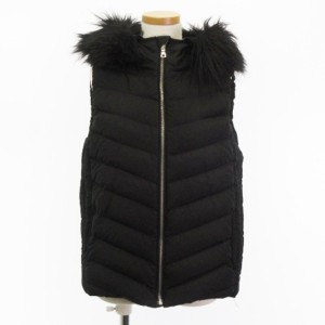 【中古】ギャップ GAP OC PUFFER VEST ダウン ベスト フード ファー ジップアップ 黒 ブラック XS アウター ■ECS