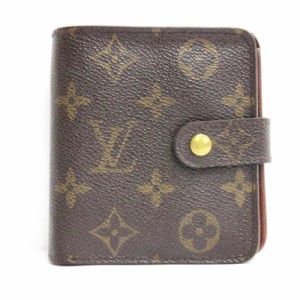 【中古】ルイヴィトン LOUIS VUITTON モノグラム コンパクトジップ 二つ折り財布 フランス製 M61667 ブラウン ■ECS