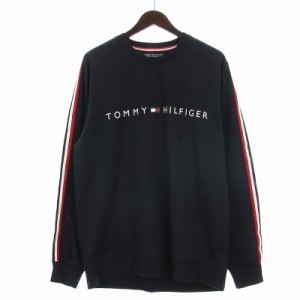 【中古】トミーヒルフィガー TOMMY HILFIGER ライン Tシャツ カットソー 長袖 ロゴ プリント ネイビー L  メンズ