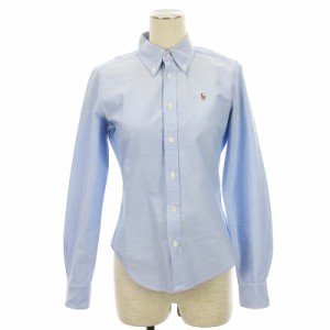 【中古】ラルフローレン RALPH LAUREN オックスフォード シャツ ブラウス 長袖 コットン WMBLWOVS2E00022 ブルー 2