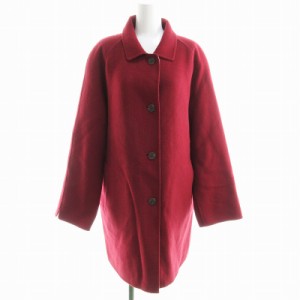 【中古】アクアスキュータム AQUASCUTUM ステンカラーコート 裏地千鳥格子 ウール ロング丈 長袖 赤 レッド /AI