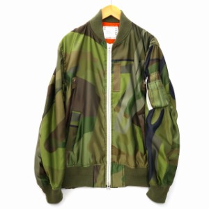 【中古】SACAI×KAWS サカイ×カウズ MA-1 BLOUSON 迷彩 カモフラ柄 ナイロン MA-1 ブルゾン フライトジャケット 2