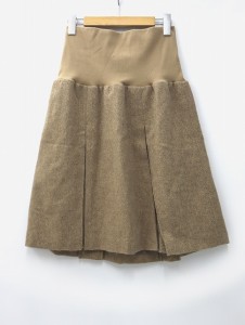 【中古】BLOSSOM DAYS ブロッサムデイズ 日本製 ウール ひざ丈 マタニティースカート BEIGE ベージュ レディース