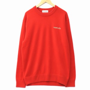 【中古】Santa fe サンタフェ 0360-223-14404 カシミヤ100％ クルーネック 長袖 ニットセーター 50(LL) レッド 