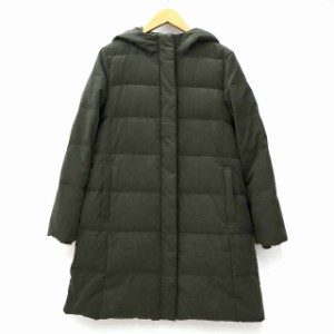 【中古】23区 オンワード樫山 CANCLINI ベビーコールコーデュロイ ロングダウンコート モスグリーン 38 (M) レディース