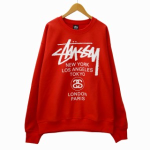 【中古】ステューシー 2023AW WORLD TOUR CREW ワールドツアー プリント クルーネック スウェット トレーナー XL