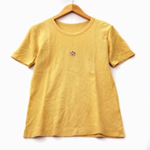 【中古】マドモアゼルノンノン mademoiselle NON NON ワンポイント コットン 鹿の子 Tシャツ カットソー イエロー