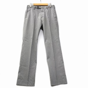 【中古】ユニクロ UNIQLO 極小千鳥格子 ノータック コットン パンツ W73 グレー メンズ