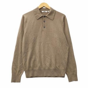 【中古】ユニクロ UNIQLO 351-432923 メリノブレンドポロセーター 長袖 M ベージュ 