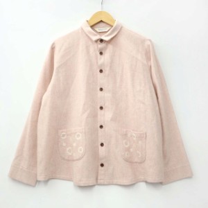【中古】タナカシャツ TANAKA SHIRT ステンカラー ウール シャツジャケット ピンク M レディース