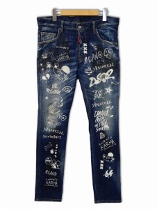 【中古】ディースクエアード 2022SS Skater Jean スケーター グラフィティ プリント ストレッチ デニムパンツ 48(M)