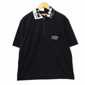 【中古】カステルバジャック CASTELBAJAC SPORT スポーツ ハーフジップ 半袖 ロゴ刺繍 ポロシャツ 3 ブラック 