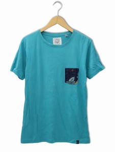 【中古】TCSS 胸ポケット 半袖 ラウンドネック コットン Tシャツ S BLUE ブルー メンズ レディース