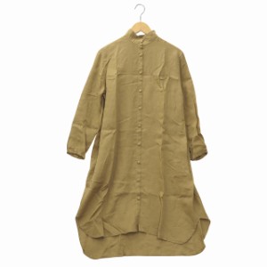 【中古】スティールエコンフォート style+confort tricot  ヘムライン リネンシャツワンピース ベージュ 2 レディース