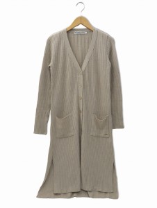 【中古】マルキスデブラン Marquise de blanc Vネック 長袖 ボタンアップ ニット ロングカーディガン F BEIGE ベージュ レディース