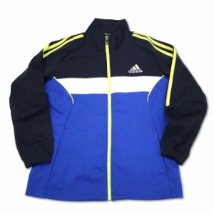 【中古】アディダス adidas 3ストライプス ジップアップ トラックジャケット ジャージ ブルー 130 ジュニア キッズ