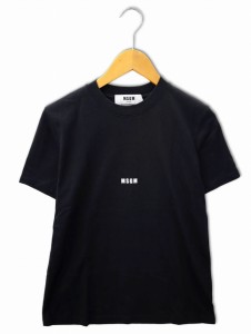 【中古】エムエスジーエム MSGM クルーネック ロゴ プリント 半袖 Tシャツ カットソー S BLACK(ブラック) レディース