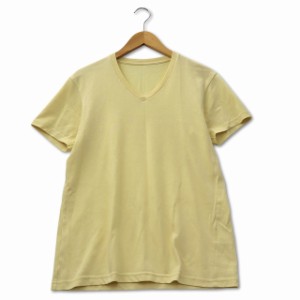 【中古】ユニクロ UNIQLO コットン Vネック Tシャツ S イエロー メンズ