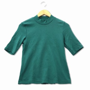 【中古】ユニクロ UNIQLO ストレッチ 五分袖 ハイネック T M グリーン レディース