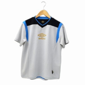 【中古】アンブロ UMBRO GACH1 DRY-SONIXプラクティスシャツ プリント 半袖 Vネック Tシャツ M GRAY グレー メンズ