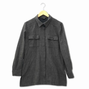 【中古】レリアン Leilian 比翼仕立て CPO ロングシャツ ジャケット ダークグレー 9 レディース