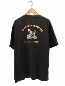 【中古】SUNDANCE サンダンス 胸ポケット 半袖 プリント クルーネック Tシャツ XL BLACK ブラック メンズ