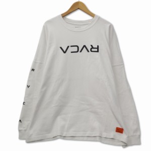 【中古】ルーカ RVCA クルーネック 長袖 ロゴプリント スウェット トレーナー ロンT カットソー L ホワイト 