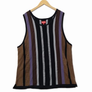 【中古】シュプリーム SUPREME 23SS Knit Stripe Tank Top ニット ストライプ タンクトップ XL ブラウンマルチ 