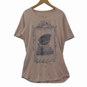 【中古】ディーゼル DIESEL クルーネック 半袖 ロゴプリント カットソー Tシャツ M ピンク 