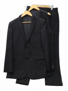 【中古】バーバリーブラックレーベル BURBERRY BLACK LABEL 羊毛 ストライプ 3P フォーマル スーツ セットアップ 40R