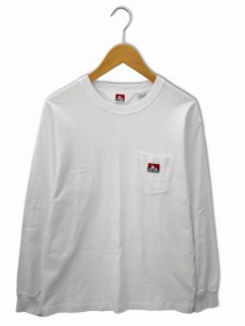 【中古】ベンデイビス BEN DAVIS クルーネック 長袖 ポケット Tシャツ ロンT カットソー M WHITE(ホワイト) メンズ