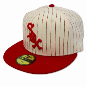 【中古】ニューエラ 59FIFTY シカゴ・ホワイトソックス クーパーズタウン ピンストライプ キャップ 7 1/4