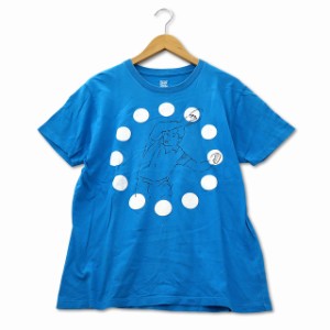 【中古】グラニフ graniph コットン プリント 半袖 Tシャツ S ブルー メンズ