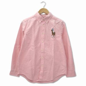 【中古】ラルフローレン RALPH LAUREN ビッグポニー オックスフォード ボタンダウンシャツ ピンク L 160/80 キッズ