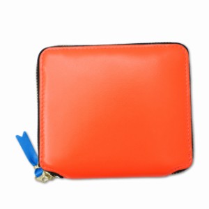 【中古】コムデギャルソン SA2100SF スペイン製 SUPER FLUO WALLET ゴートレザー 2つ折り 財布 ウォレット オレンジ 