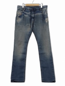 【中古】ディーゼル DIESEL イタリア製 KROOLEY-Y-NE クローリー ストレート ジョグ ジーンズ デニムパンツ W32 インディゴ 