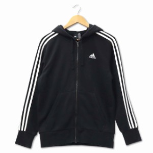 【中古】アディダス adidas スリーストライプス フルジップパーカー 3-Stripes Hoodies S98786 ブラック M メンズ