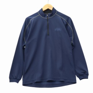 【中古】アシックス asics XT6179 日本製 ハーフジップ ロゴプリント カットソー Tシャツ M ネイビー 