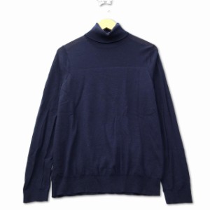 【中古】ユニクロ UNIQLO エクストラファインメリノタートルネックセーター（長袖） M ネイビー メンズ