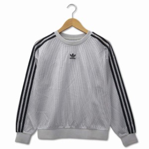 【中古】アディダスオリジナルス adidas originals メッシュ クルースウェット プルオーバー グレー レディース