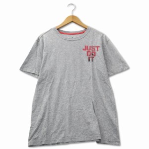 【中古】ナイキ NIKE DRI-FIT JUST DO IT コットン 半袖 Tシャツ L グレー メンズ