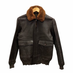 【中古】レインボーカントリー rainbow country G-1 FLIGHT JACKET ゴートスキンレザーフライトジャケット ボア 36 茶 ブラウン メンズ