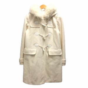 【中古】セシルマクビー CECIL McBEE ダッフルコート ハーフコート アウター フード フォックスファー ウール混 M 白 レディース