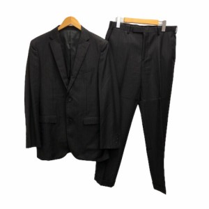 【中古】ブラックレーベルクレストブリッジ スーツ  シングルジャケット ストライプ 裾ダブル チャコールグレー メンズ