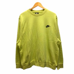 【中古】ナイキ NIKE DA0684-352 トレーナー スウェット クルーネック ワンポイント ロゴ 裏起毛 長袖 XXL 黄緑 ライトグリーン メンズ