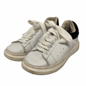 【中古】アレキサンダーマックイーン ALEXANDER MCQUEEN スニーカー 無地 ロゴプリント ドッキング スエード 白 黒 ゴールド メンズ