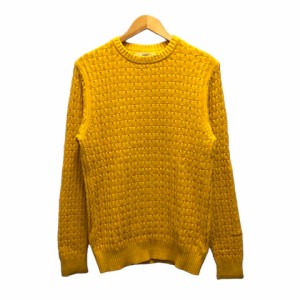 【中古】エイチ&エム H&M ニット セーター クルーネック コットン 長袖 S 黄 イエロー メンズ